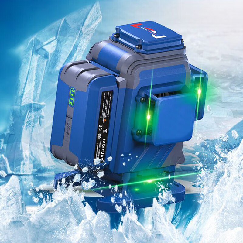 Mideke 12-line level green light red light high-precision laser floor and wall meter wall leveler floor leveler green light GK03D (lower level) simple dual-power (small plastic box without brackets, etc.)