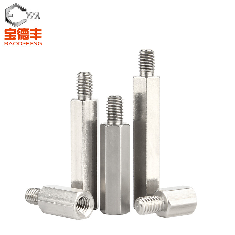 Baodefeng 304 stainless steel single-head hexagonal stud single-pass support isolation column chassis motherboard copper column screw connection column M4x10+6 5 pieces