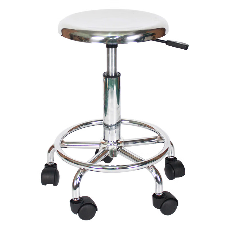 Wenstan WST208 workshop stool stainless steel assembly line work stool round lifting swivel chair hospital workstation wheel type