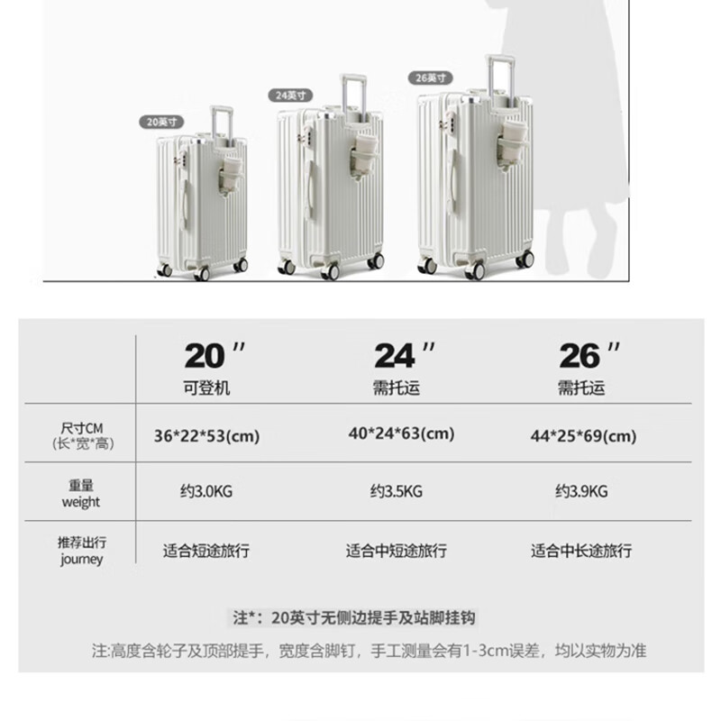 Semir suitcase, men's zippered trolley case, thickened and sturdy password case, student school suitcase, female boarding case, leather case, black - anti-collision corners 24 inches - recommended for medium and short distances, checked luggage required