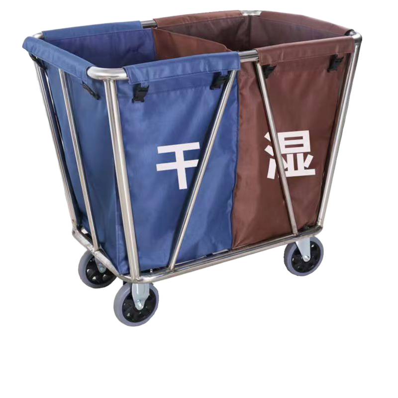 Thickened hotel room work cart conical sorting recycling cart linen cart bag storage cleaning cart canvas bag two-color dry and wet separation conical bag others