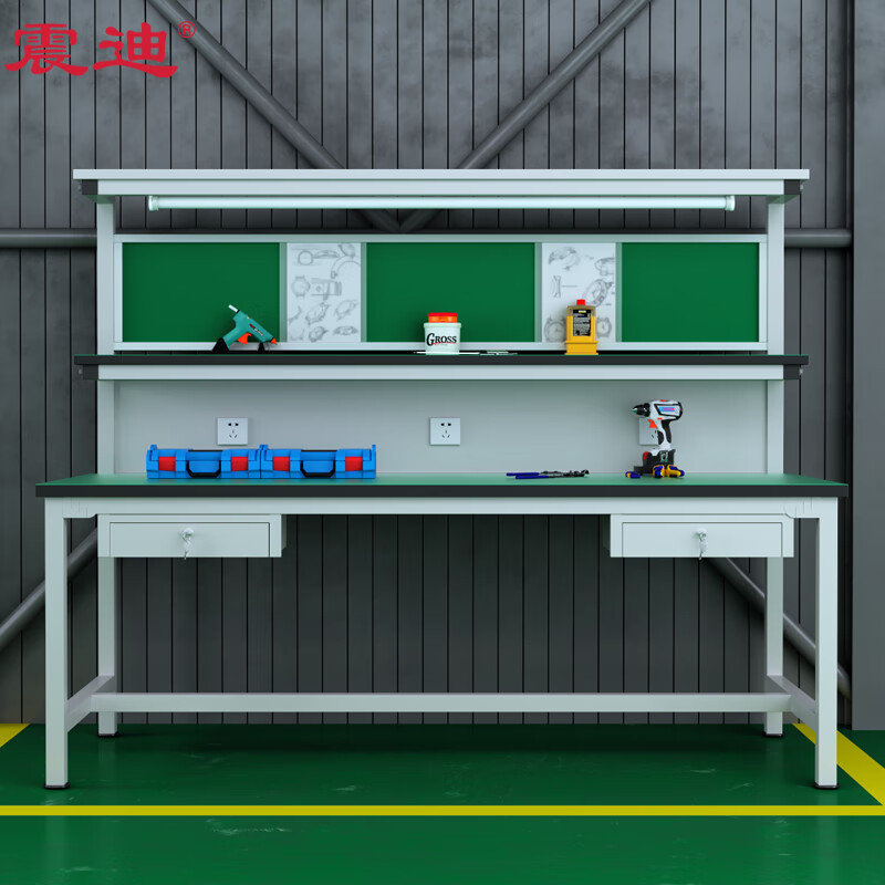 Zhendi anti-static workbench DR947 double draw with light stand 2000*800*1600mm sheets