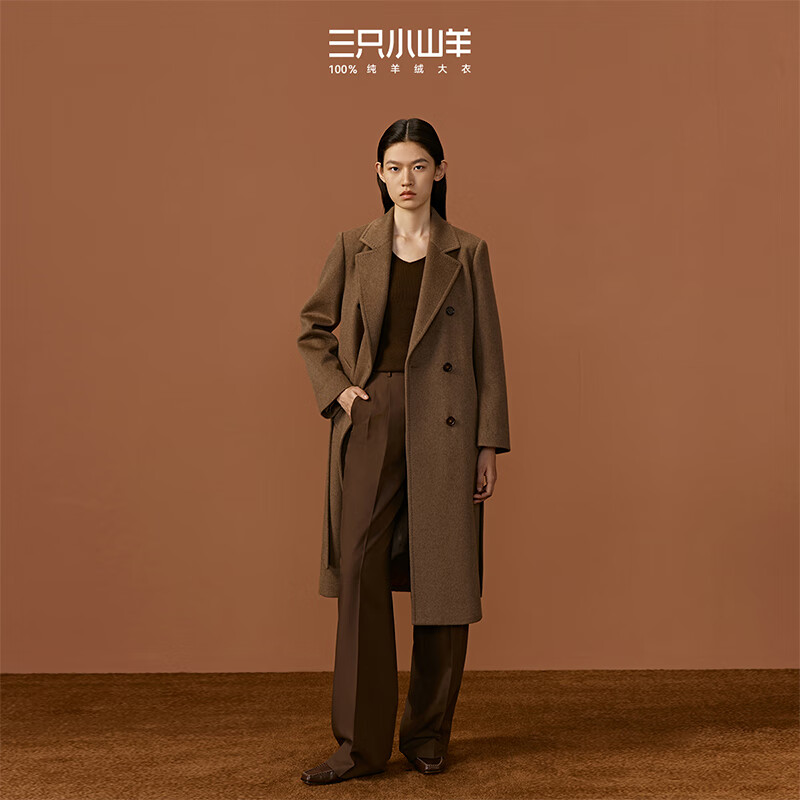 Three Little Goats Latte Brown Wilderness Maillard Style Autumn and Winter Thickened Lined 100 Pure Cashmere Women's Coat Latte Brown XL