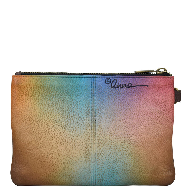 Anna by Anuschka hand-painted genuine leather wristband storage wallet antique hibiscus one size fits all