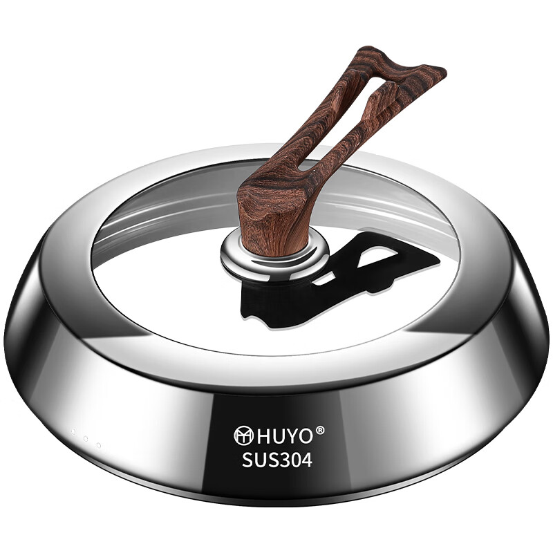 HUYO304 stainless steel raised pot lid 32cm steamer cooking universal pot lid high arch visible glass lid high temperature resistance 304 steel stand-up handle (see picture first) 32cm