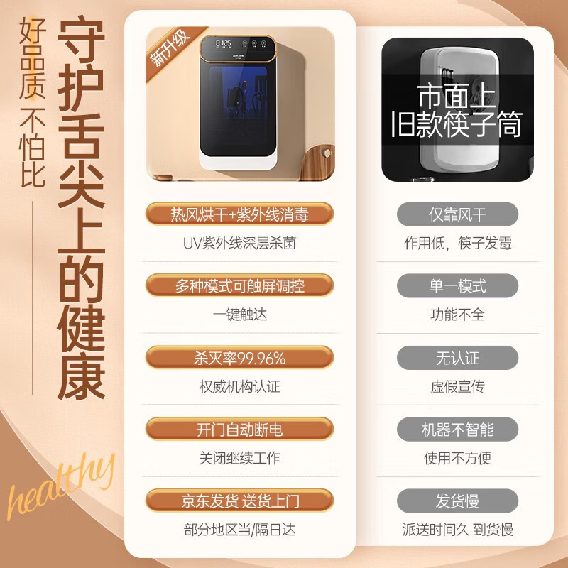 Jingwu chopstick storage box disinfection and drying all-in-one machine chopstick cage wall-mounted chopstick barrel drain box