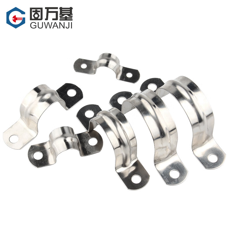 Guwanji 304/201 stainless steel pipe clamp riding pipe bracket pipe buckle hose clamp water pipe clamp U-shaped pipe clamp hoop M20 20 pieces 304 material