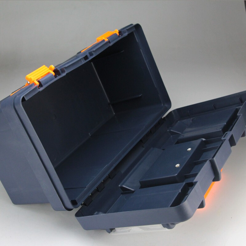 HB reinforced plastic multifunctional household double-layer portable hardware tool box storage box parts box car storage box reinforced double-layer 12-inch storage tool box