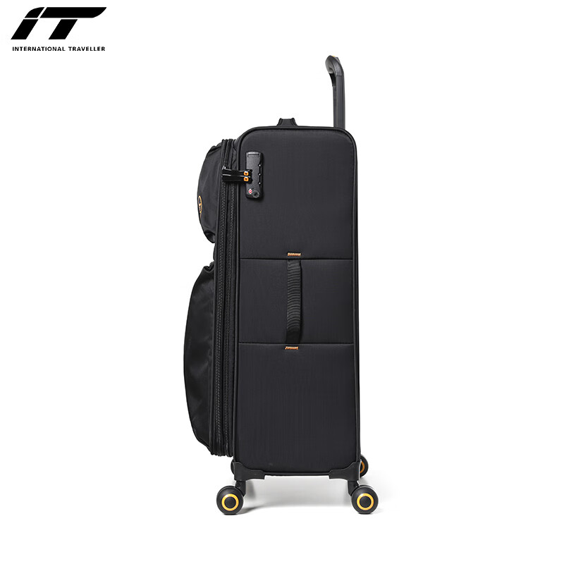 INTERNATIONAL TRAVELLER British IT suitcase travel trolley case ultra-light suitcase large capacity checked box 28 inches 2644 black