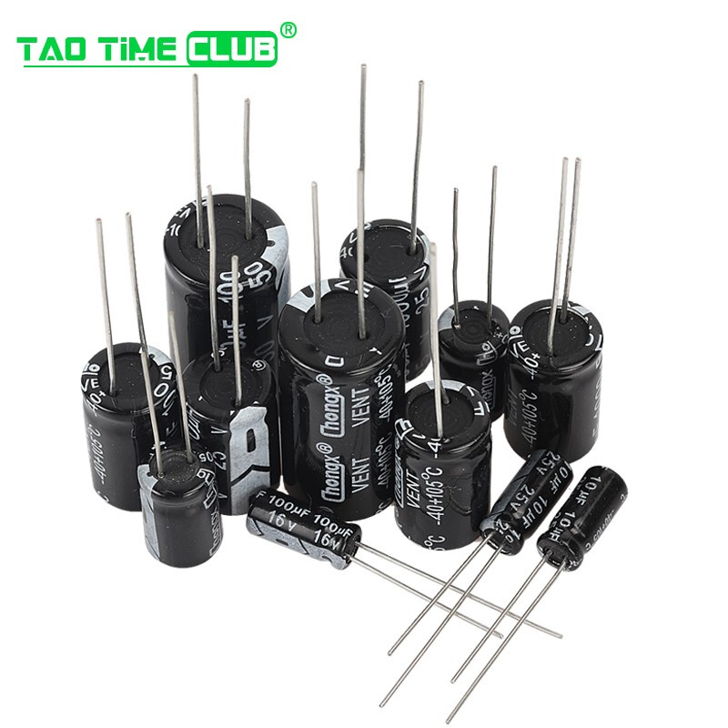 Direct plug aluminum electrolytic capacitor component 16/25V/35v/50/10/47/100/220/1000/2200uf 25V 10uF volume 5X11mm (50 pieces)
