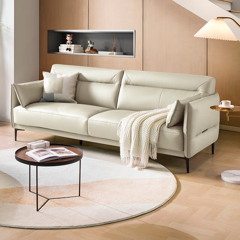 Gujia Home Furnishing Store's Same Style National Home Coconut Fudge Sofa Sofa Living Room Sofa 1119 Cheese Gray White Three-Seat