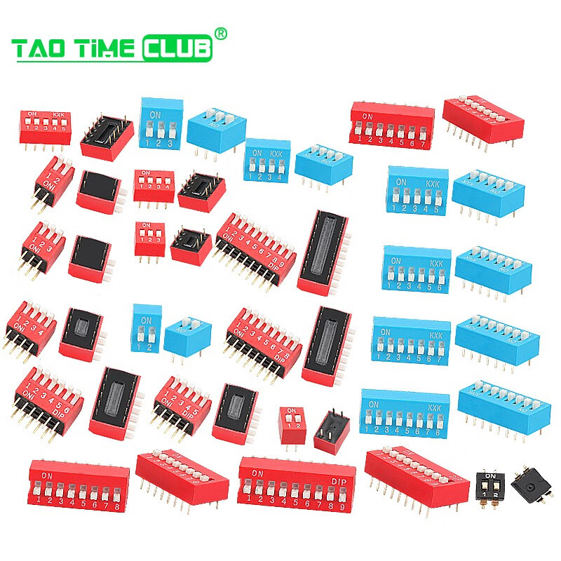 DIP switch toggle side dial flat dial coding patch 2P 4 5 6 8 9 10 bits 2.54mm red blue black 10P side dial red (1 piece)
