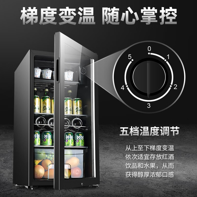 SAST ice bar refrigerator European style constant temperature wine cabinet office hotel home refrigerator mini small single door gaming tea preservation cabinet display sample beverage medicine cabinet 135 liters black bile (refrigerated + micro-freezing + blue light + lock)