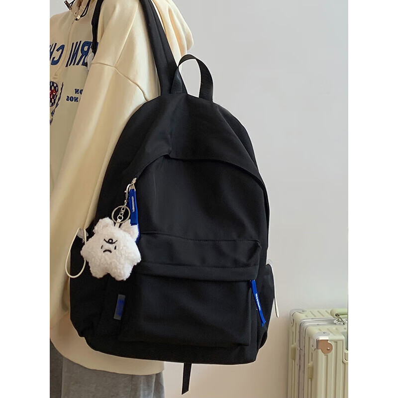 Landcase schoolbag female junior high school high school college student backpack backpack large capacity travel computer bag 1607 black