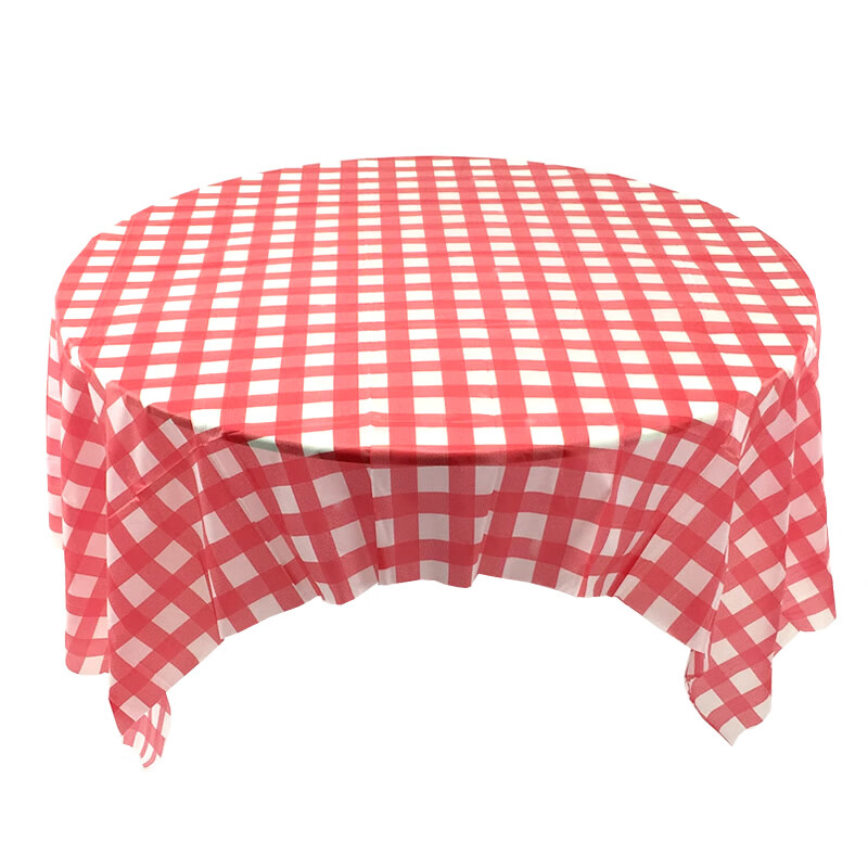 Chuge high-quality 10 pieces 1 meter printed disposable tablecloth thickened plastic tablecloth round table waterproof table mat home tablecloth 10 pieces/bag 1.35X1.35 meters red plaid