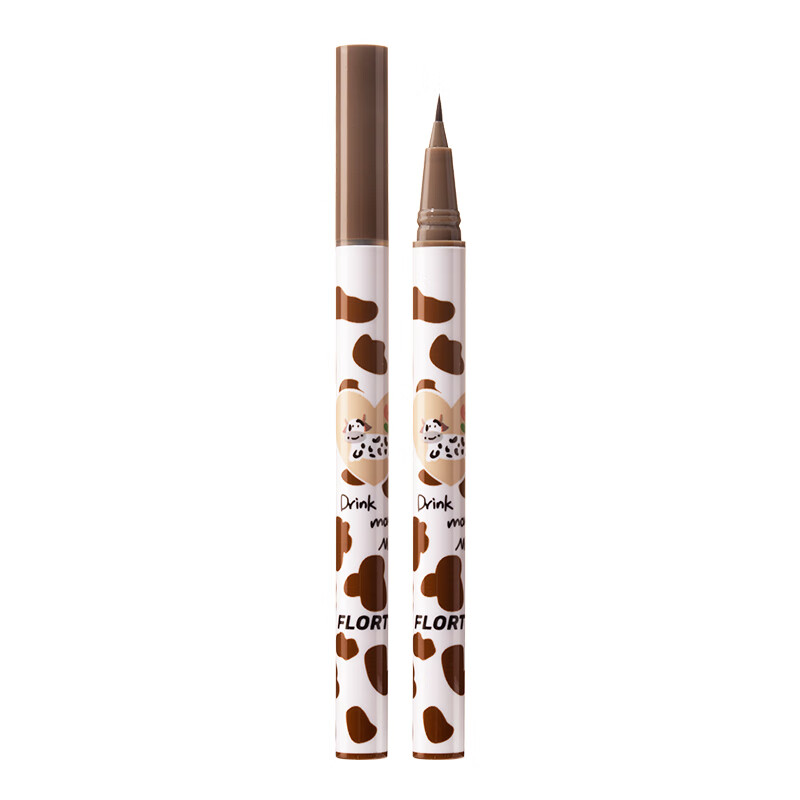 FLORTTE liquid eyeliner pen does not smudge and lasts long-lasting wow silkworm pen Valentine's Day New Year's gift 02# so fine cold tea brown