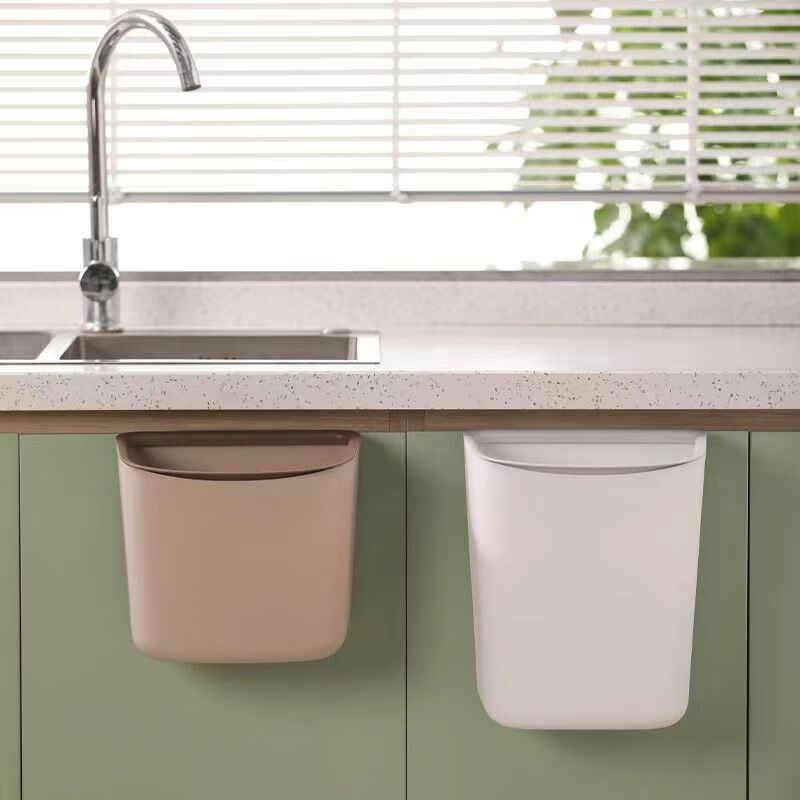 Camellia (CHAHUA) wall-mounted trash can for kitchen special pressure ring without lid garbage can hanging large diameter garbage can pressure ring wall-mounted-6L gray 1 piece