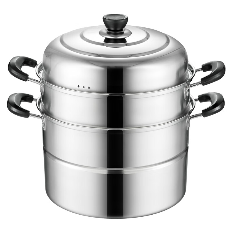 Tiger God steamer 30cm stainless steel steamer steamer antimony pot stuffy pot multi-layer large thickened steamer steamer soup pot household