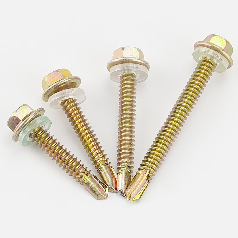 Hasdick Beijing warehouse delivery HK-12 color zinc external hexagonal self-tapping self-drilling screws drill tail dovetail screws wood screws and tile nails M4.8*30 (100 pcs/pack)