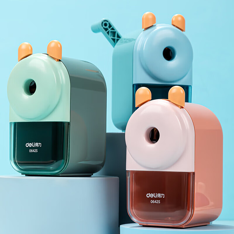 Deli large-caliber hand-operated pencil sharpener with 5-level thickness adjustment pencil sharpener can sharpen 12mm thick pencil pencil sharpener for school stationery children's birthday gifts for boys and girls