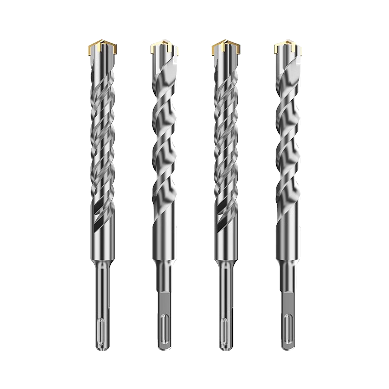 HUHAO cross square shank electric hammer drill bit tungsten steel round shank impact drill bit concrete wall through wall drilling alloy rotor upgraded four-blade 6*110 round shank