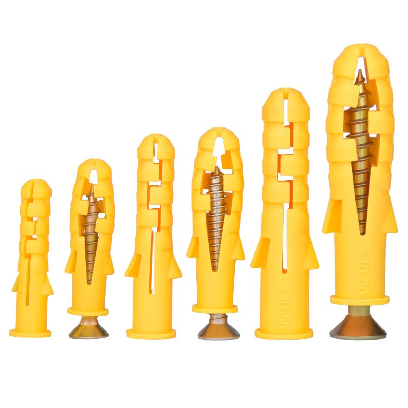 Baolian Baolian plastic expansion tube small yellow croaker expansion screw expansion plug rubber plug anchor bolt self-tapping screw 6mm8mm10mm 6*30 expansion tube + hardened color zinc nails 40 sets