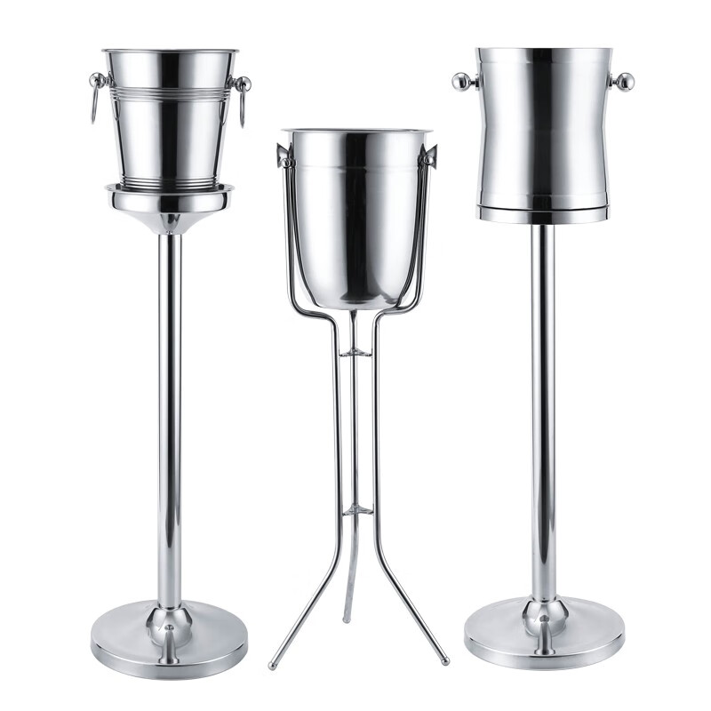 Baidishijia European-style champagne bucket rack stainless steel KTV bar ice bucket household ice bucket with tripod luxury red wine bucket 5L European-style Tremella ice bucket + elevated rack
