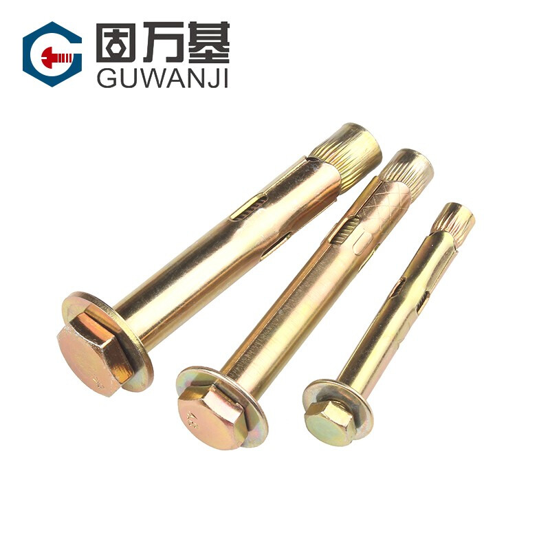 Guwanji external hexagonal internal expansion screw explosion built-in expansion bolt air conditioning floor expansion extension tube M8x100 5 pieces color zinc material