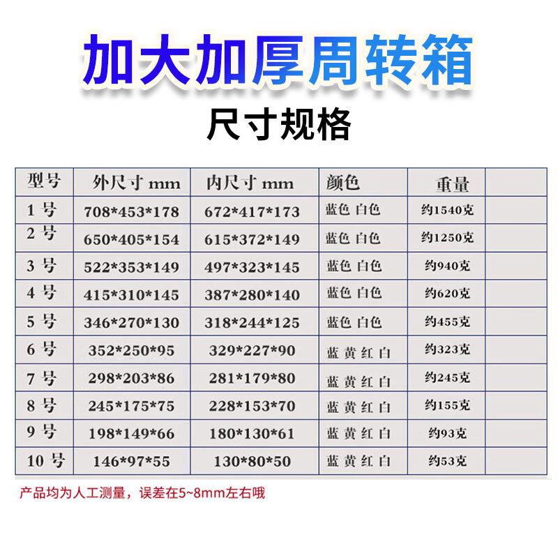 Logistics plastic turnover box rectangular thickened basket with lid extra large plastic frame storage box fish turtle tank No. 3 blue 520*350*150 special thickened