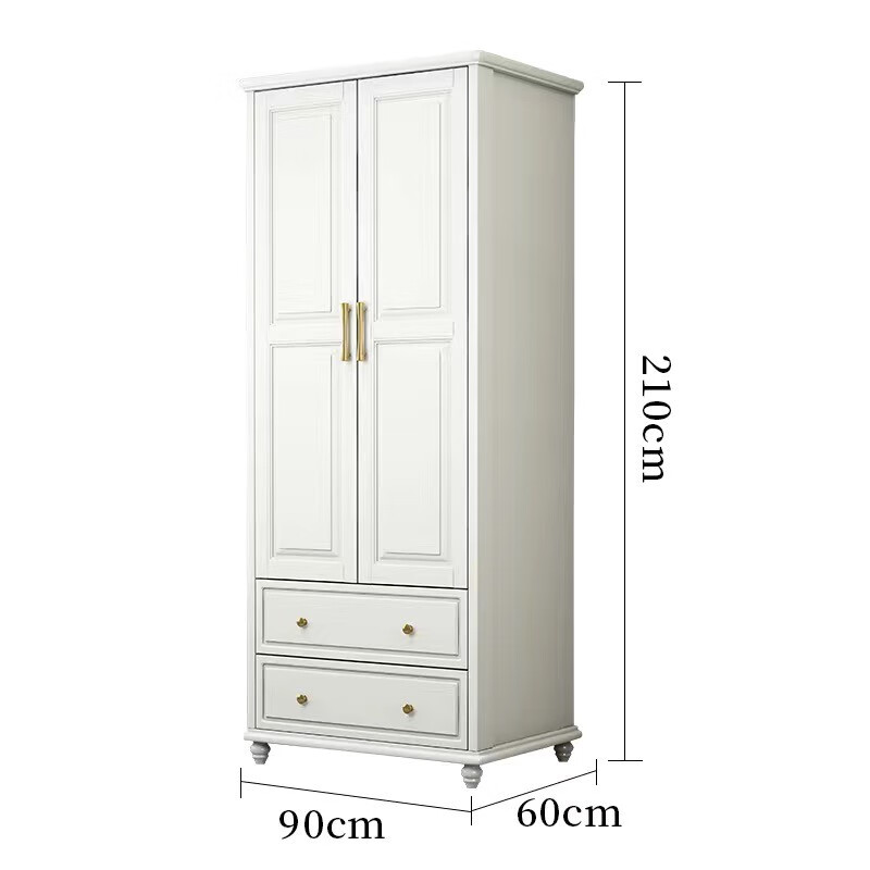 Fanxingze new Chinese style solid wood wardrobe wardrobe small apartment modern simple bedroom double door wardrobe storage cabinet small wardrobe two doors 90cm walnut color