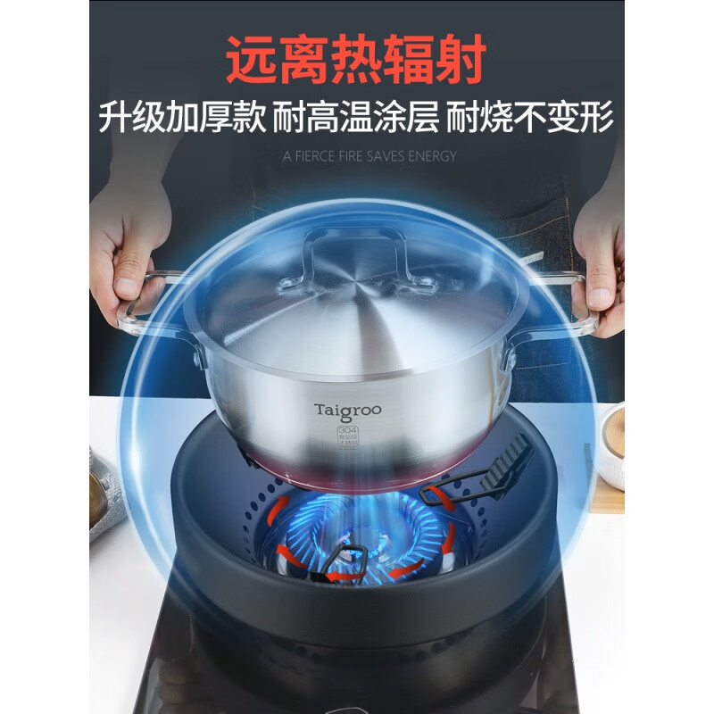 Sanqihu thick stainless steel fire gathering energy-saving cover household windproof cover gas stove windshield anti-slip pot rack upgrade black model 1 pack