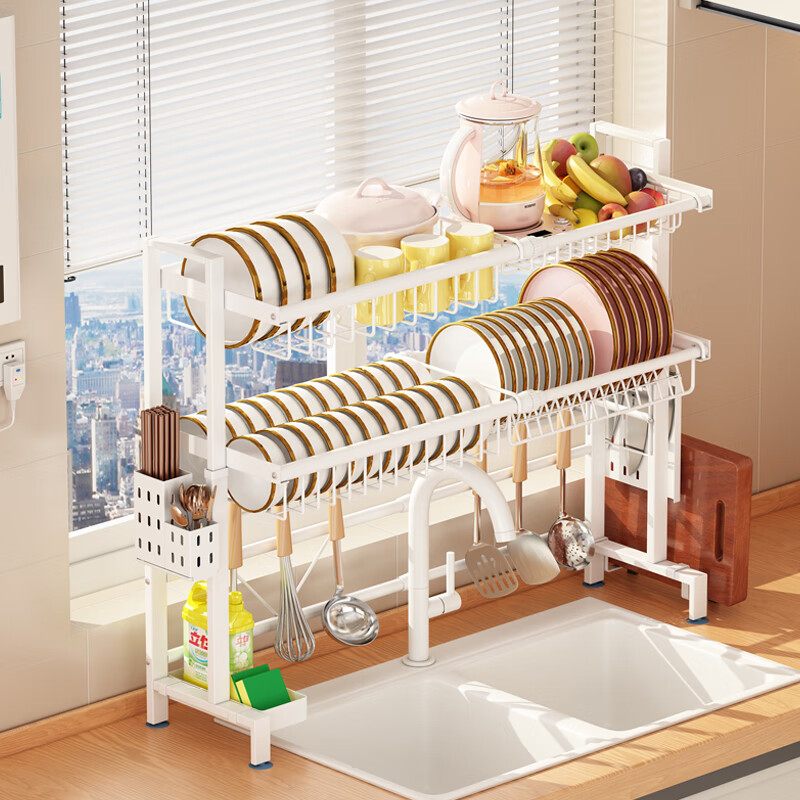 Yunhuan 304 stainless steel kitchen rack sink retractable wash basin dishes and chopsticks drain rack supplies household M005C silver single layer - chopsticks and spoon holder + knife holder