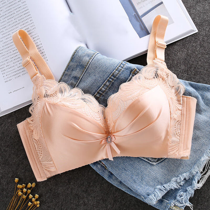 Modal Big Red Underwear Women's Zodiac Year Horse Year Small Breast Gathering Thickening Showing Big Upper Support Side Tie Wedding Bra Set Burgundy Set 80A 36/80AB Thickened 5C