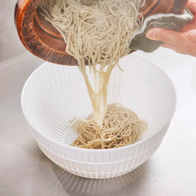 Likuai imported from Japan, rice washing and draining basket, household vegetable sink, thickened filter, rice washing sieve, fruit basket, leaking basin, rice washing and draining basket, 2-piece set - green