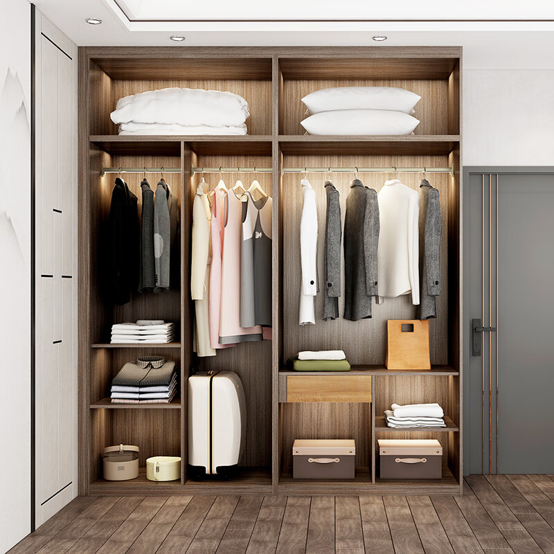 Sophia Wardrobe New Chinese Style Furniture Retro Overall Large Wardrobe Storage Cabinet Master Bedroom Wardrobe Combination Whole House Customized Wardrobe Customized Gold