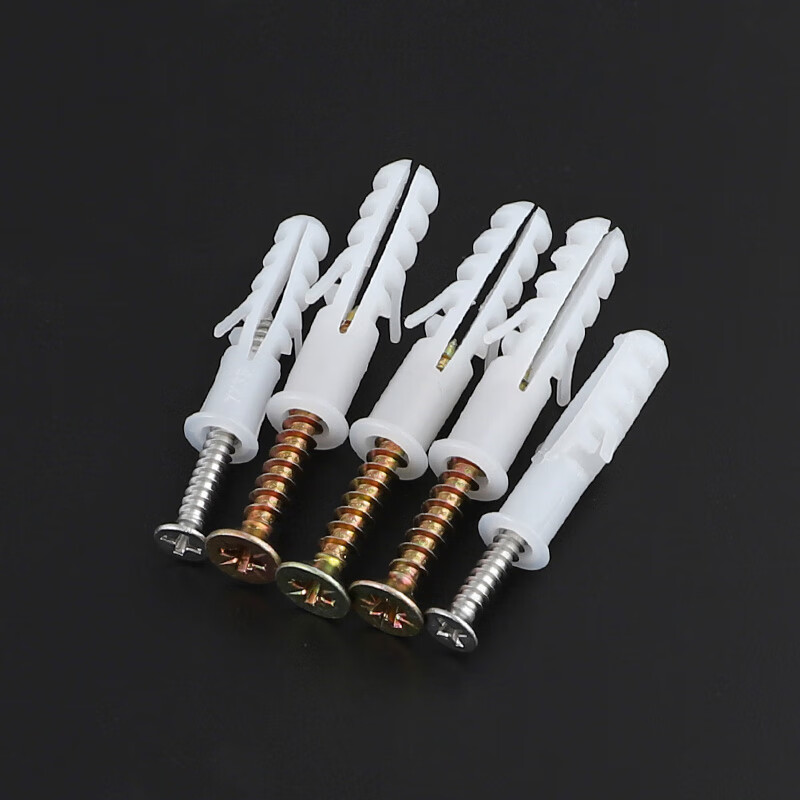 Weiwang national standard white plastic expansion tube/rubber plug with screws small yellow croaker plastic rubber plug expansion tube expansion screw bolt tube 5*25+iron screw M3*25 (250 sets)
