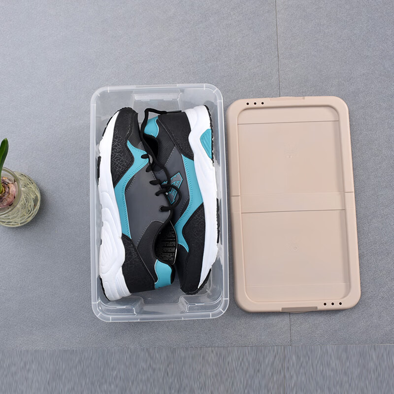 Bailu plastic shoe box thickened and stackable shoe box storage box transparent shoe box desktop storage box 5 pieces khaki 35.2x20.4x12.3cm