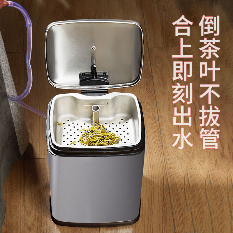 Difan tea bucket tea trash can stainless steel thickened filter residue drainage bucket with handle and lid office commercial wholesale 30L sand steel silver tea bucket open style