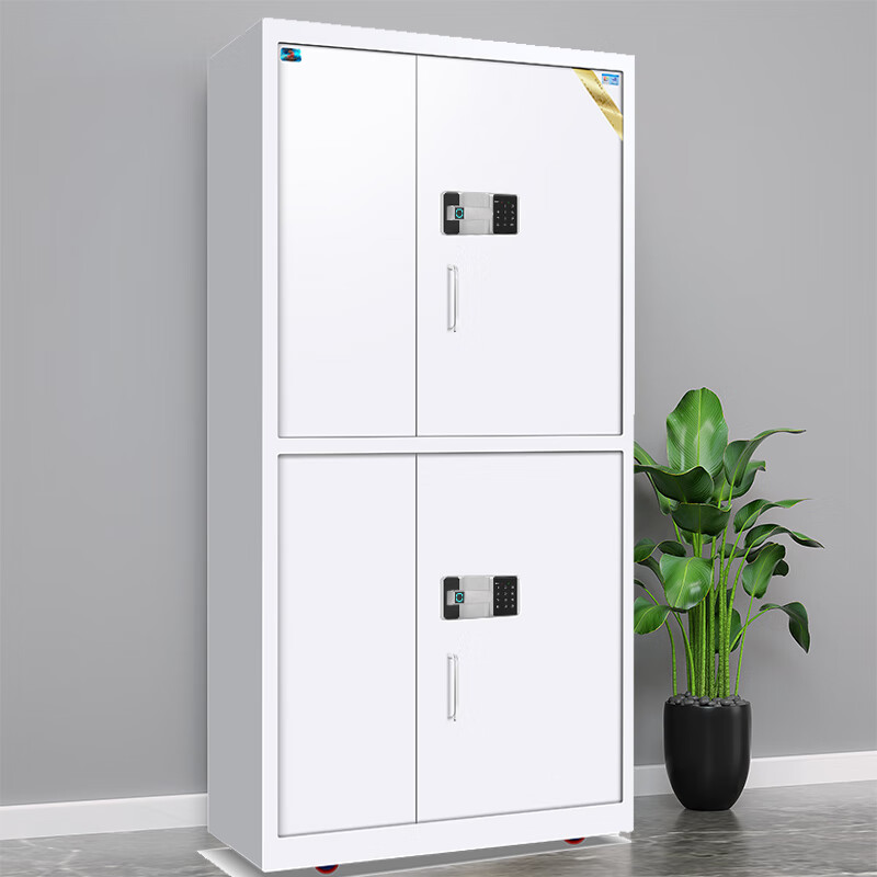 Tiger Safe Safe with Fingerprint Password Lock with Roller Safe Double Section Thickened Steel File Cabinet Zhiya White