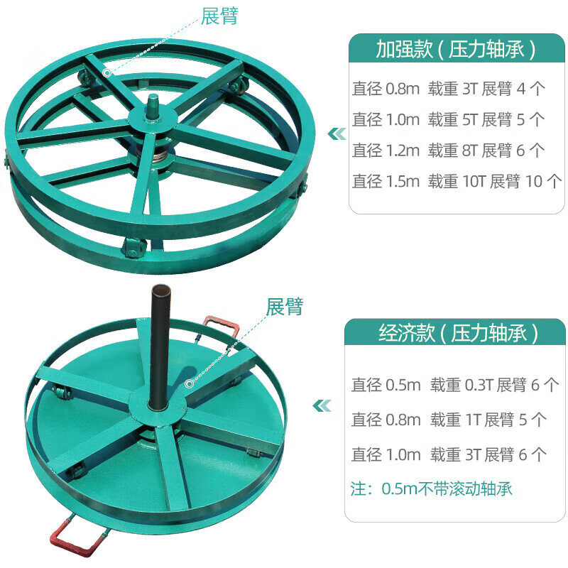 Cable pay-off tray Horizontal floor-standing disc reinforced and thickened channel steel pay-off rack Power optical cable pay-off device Reinforced 5T diameter 1 meter Pressure bearing/belt roller