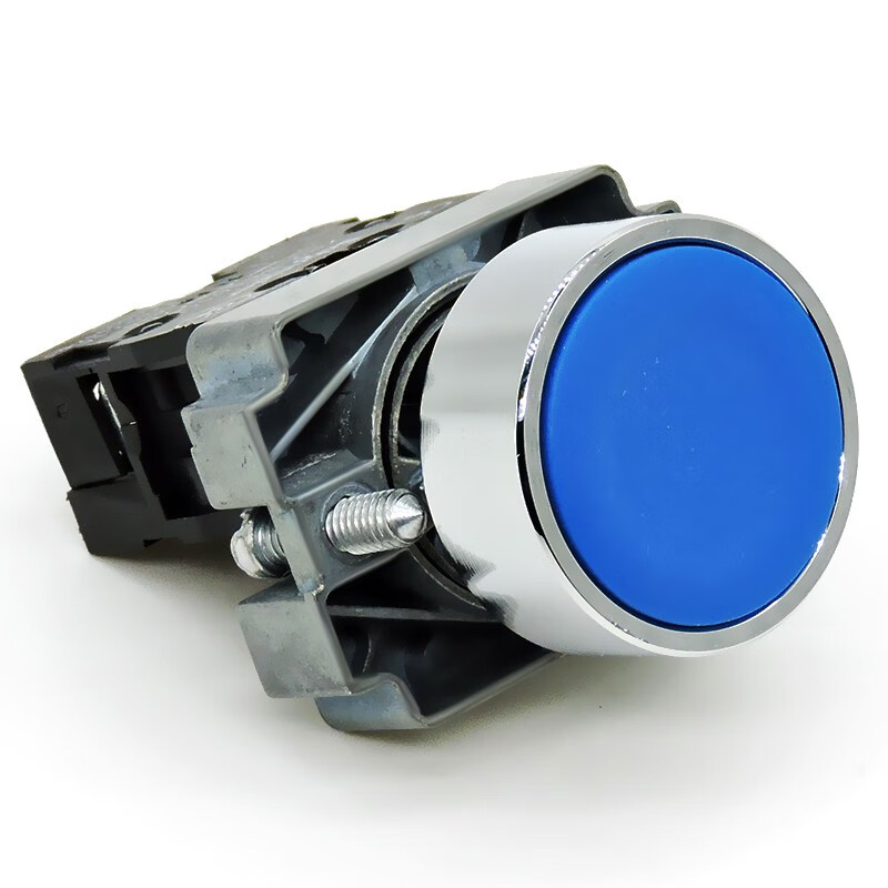 Original Schneider brand XB2BA metal start stop reset flat head push button switch red, yellow, blue, green, white and black colors, contacts normally open and normally closed, can be superimposed, 22 holes