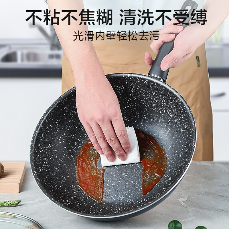 ASD (ASD) three-piece pot set, wok, frying pan, soup pot, milk pot combination pot, gas and natural gas open flame, gray blue non-stick 3-piece set