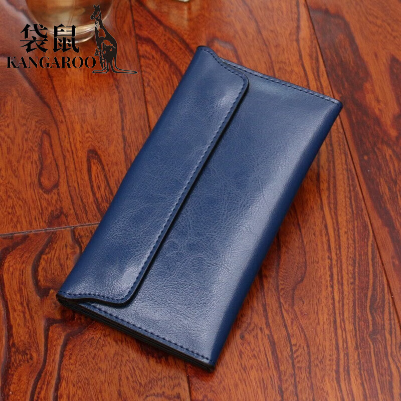 Kangaroo (KANGAROO) genuine leather women's wallet long large capacity new commuter bag high quality daily versatile hand bag burgundy