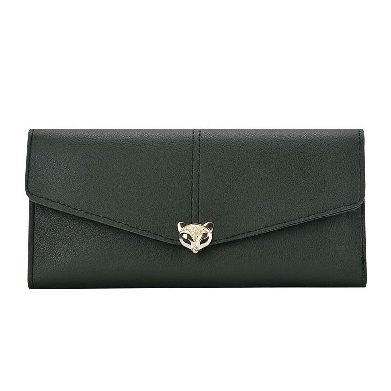 SHU GUO ER multi-color new women's fox long wallet soft surface three-fold contrasting color multi-card slot zipper coin purse 018 maroon