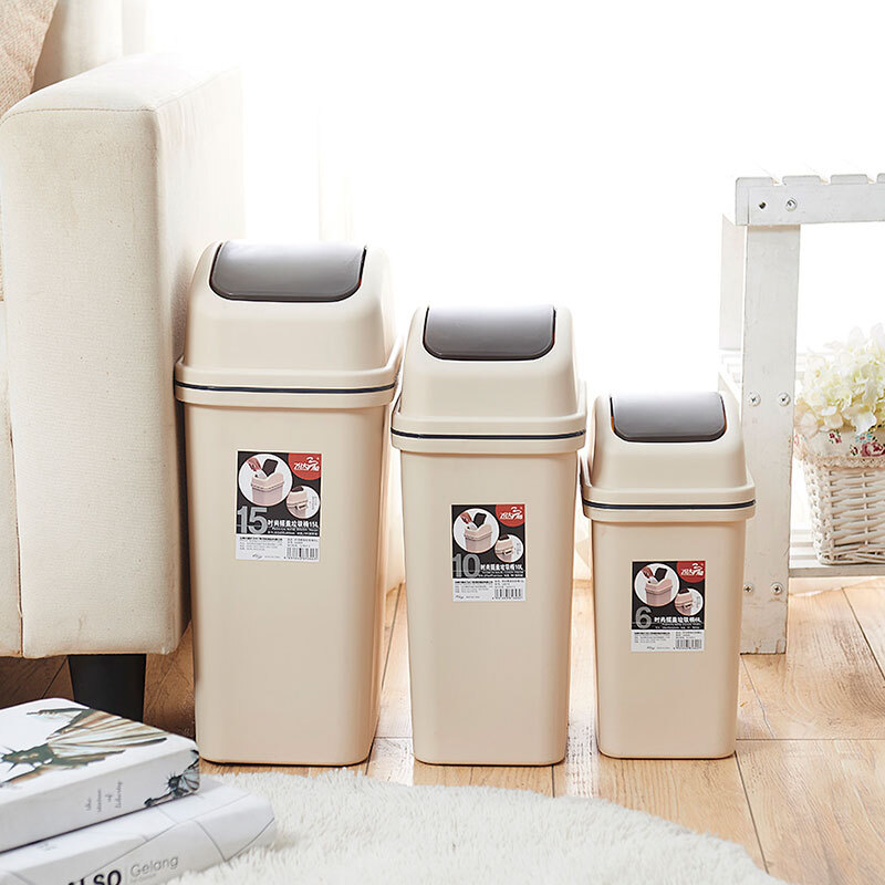 Feida Sanhe swing lid trash can for home bathroom toilet living room rectangular sandwich narrow flip lid trash can with lid 6L off-white