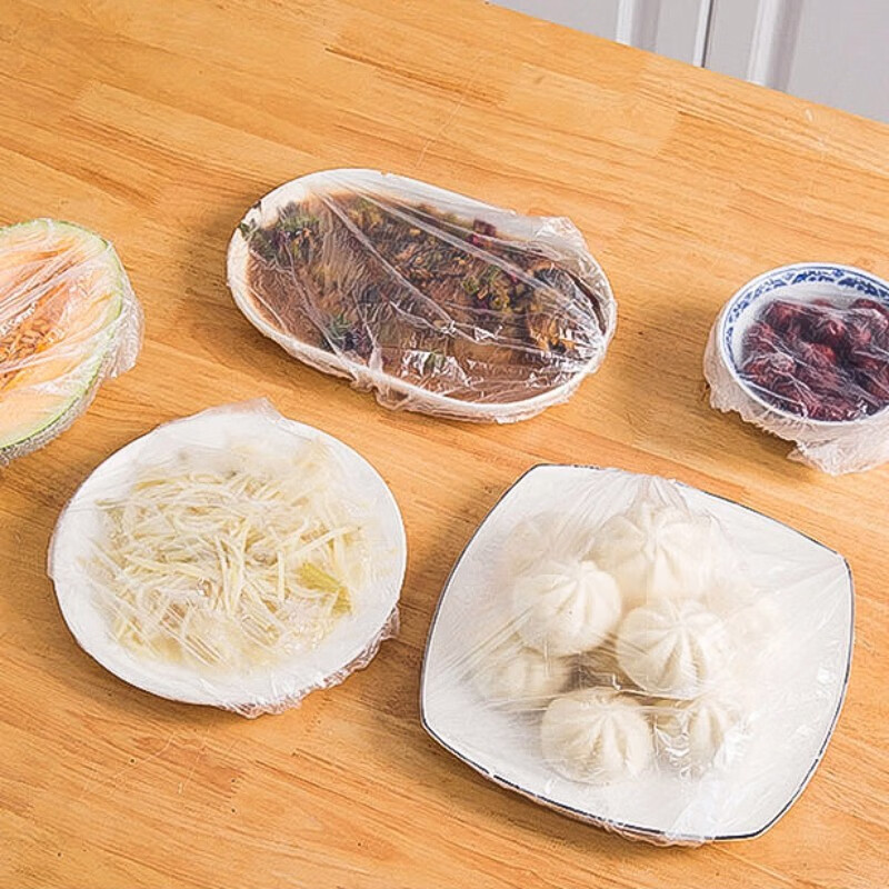 Fangcaodi disposable fresh-keeping bag cover plastic wrap cover elastic mouth universal lid leftover food preservation cover food grade household use for one year upgraded thickened version 500 pieces