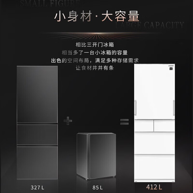 Sharp 412-liter ultra-thin embedded refrigerator with automatic ice making, left and right opening, PCI plasma cluster sterilization and deodorization, kitchen office, Japanese-style multi-door refrigerator SJ-SP41W-W Glacier White/Glass Panel