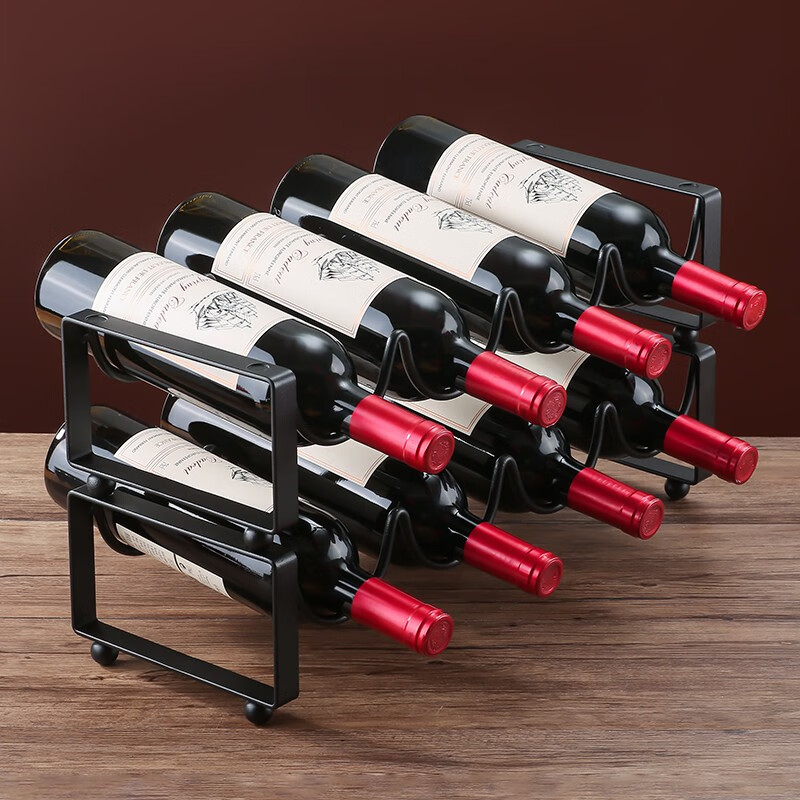 Liexuan Iron Art Red Wine Rack Display Rack Ornaments Home Living Room Metal Slanted Multiple Bottles of Red Wine Wine Rack Iron Art Can Be Superimposed Wine Rack One Layer