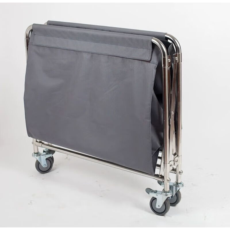 Huili's customized folding linen cart hotel stainless steel collection trolley room entrance hotel property service cart guest room hygiene cleaning stainless steel folding cart gray