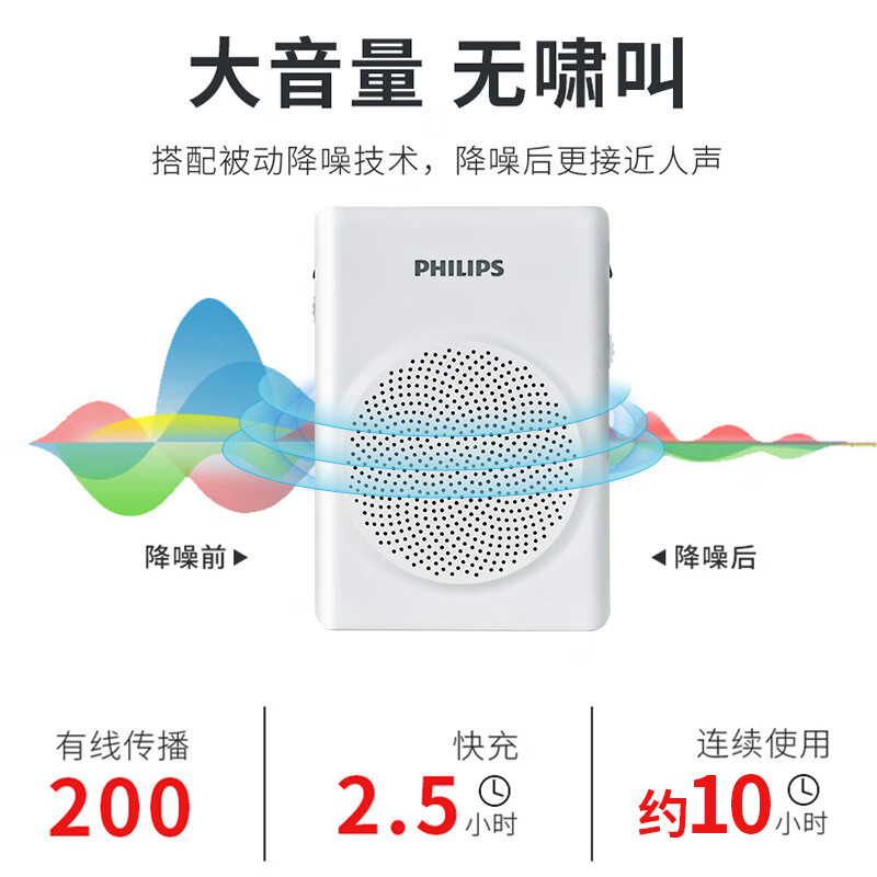 Philips (PHILIPS) SBM507 Little Bee loudspeaker for teachers, Bluetooth speaker, microphone, large speaker, loudspeaker for lectures, high volume, white